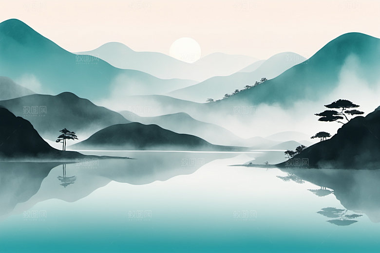 水墨山水唯美装饰画