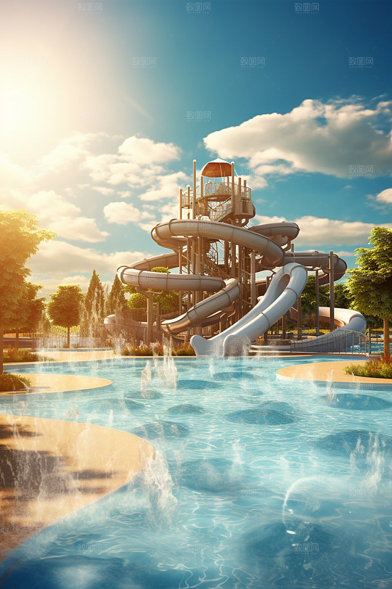 水上乐园戏水夏日摄影图