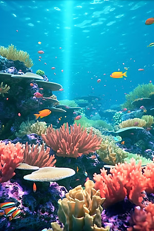 海底世界珊瑚礁群海底风光摄影图