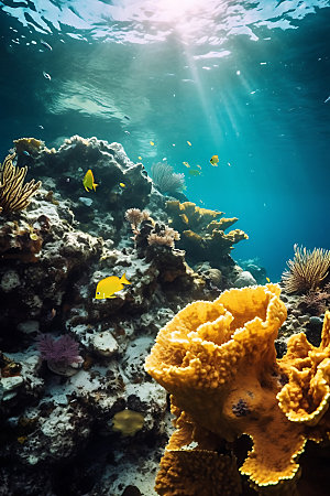 海底世界自然珊瑚礁群摄影图