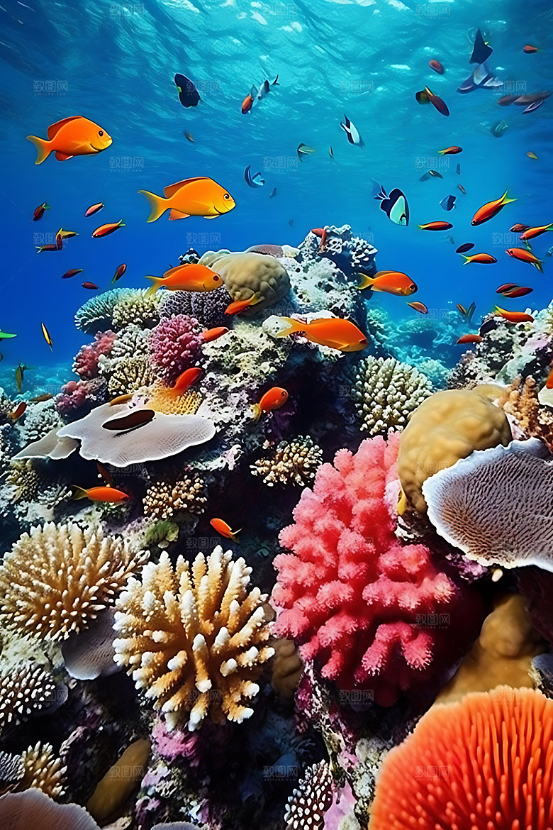 海底世界环保珊瑚礁群摄影图