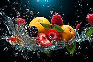 水中水果美食清透摄影图