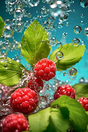 水中水果缤纷清透摄影图