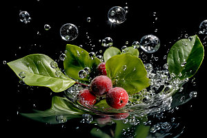水中水果清透美食摄影图