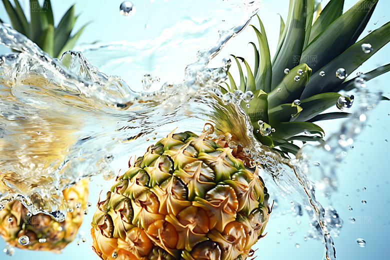 水中水果清透美食摄影图
