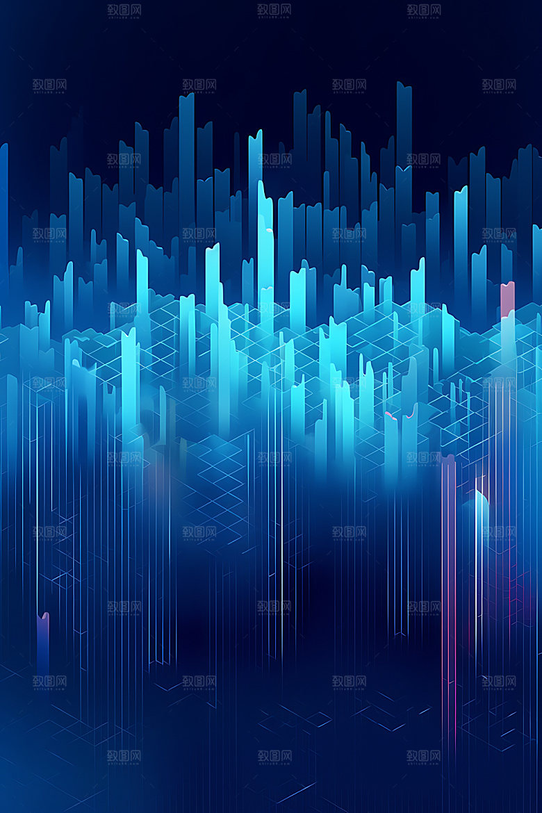 蓝色科技未来数据流背景图