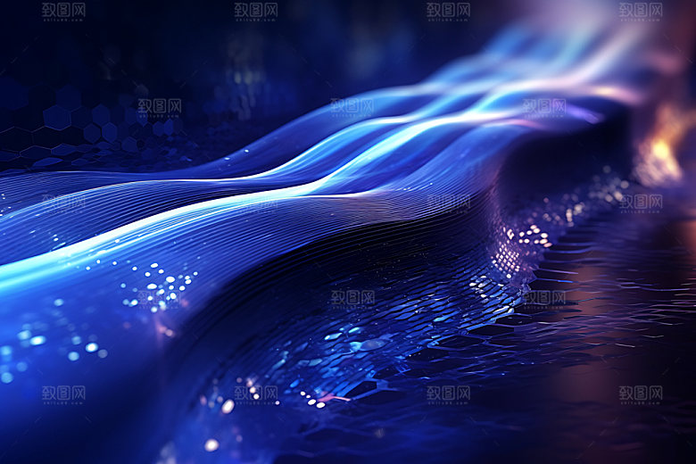 蓝色科技光效未来背景图