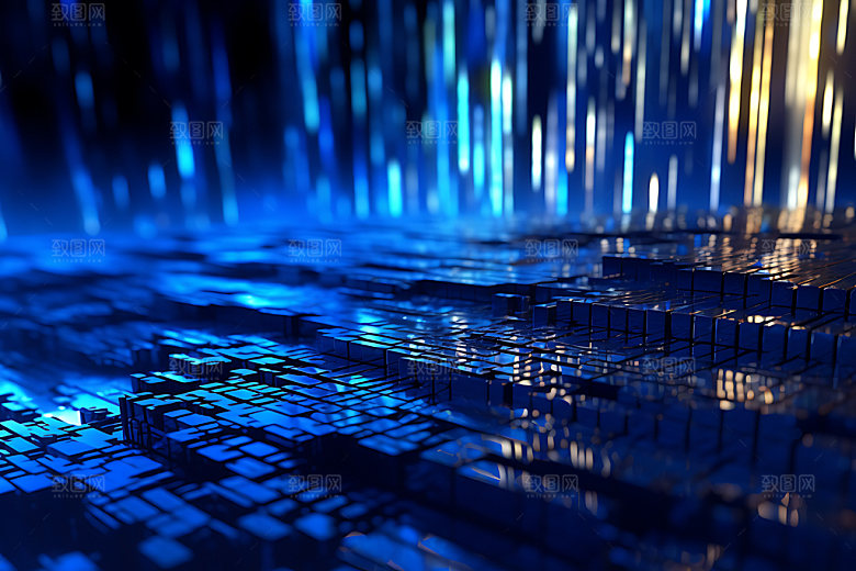蓝色科技光感动感背景图
