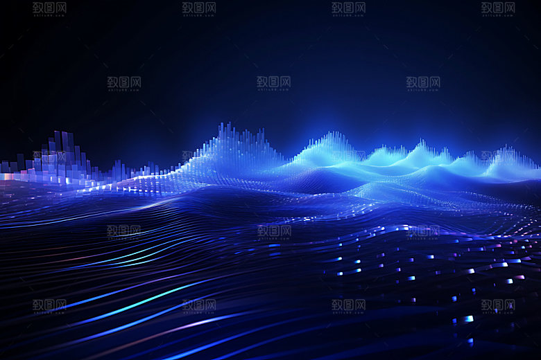 蓝色科技未来数据流背景图