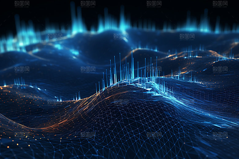 蓝色科技光感动感背景图