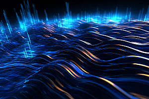 蓝色科技数据流光效背景图
