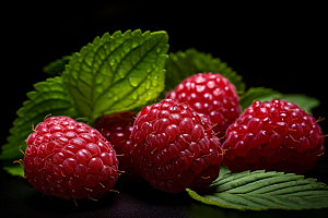 树莓甜蜜美味摄影图
