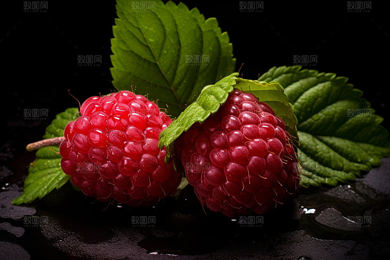 树莓水果美食摄影图