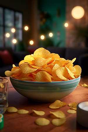 薯片高热量食物产品摄影图