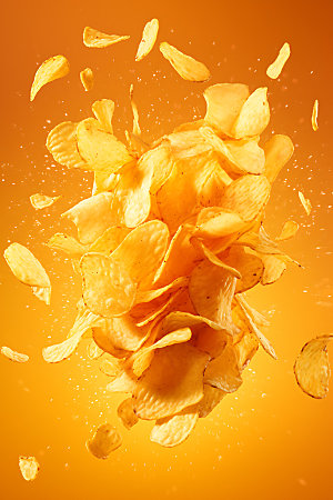 薯片高热量食物零食摄影图