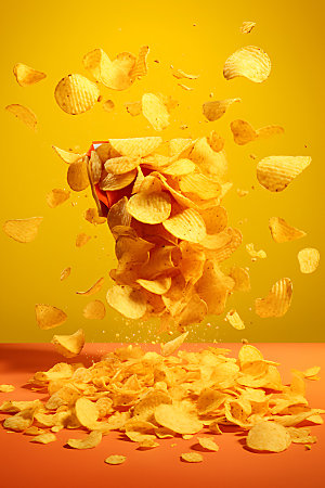 薯片产品高热量食物摄影图