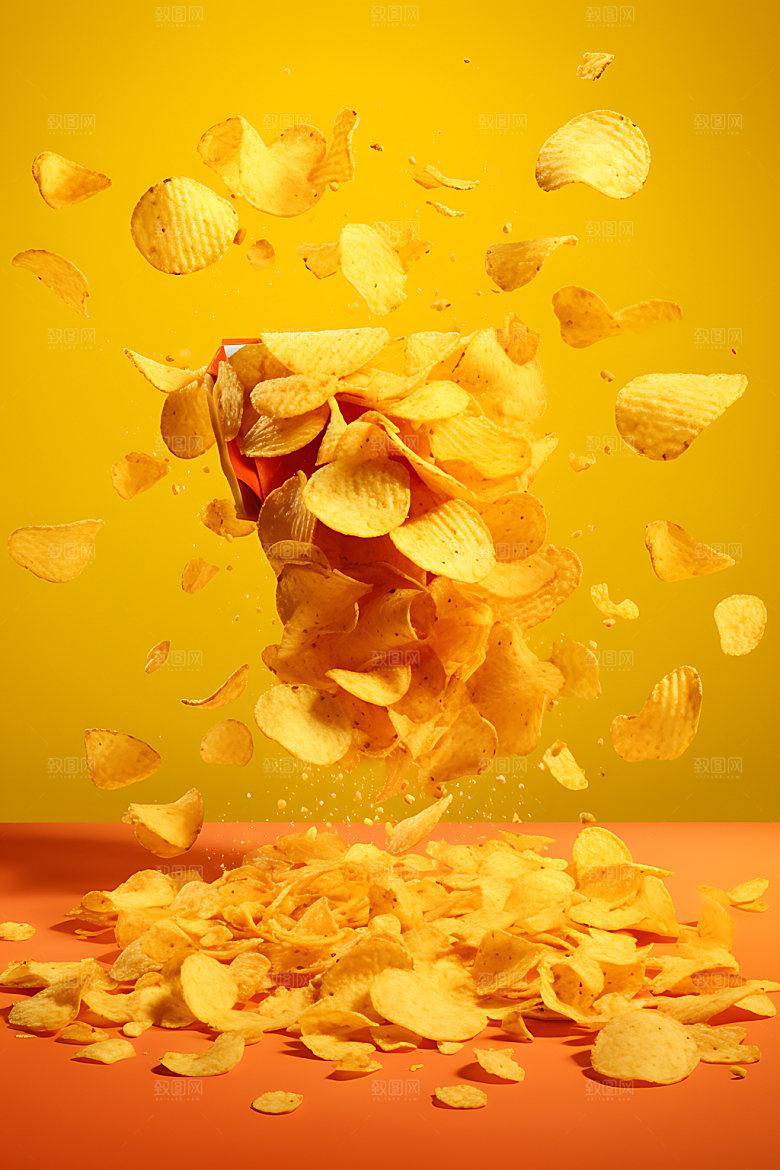 薯片产品高热量食物摄影图