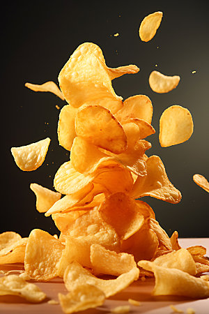 薯片美食高热量食物摄影图