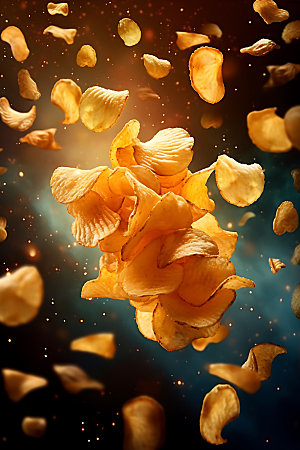薯片零食高热量食物摄影图