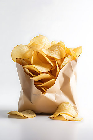薯片高热量食物美食摄影图