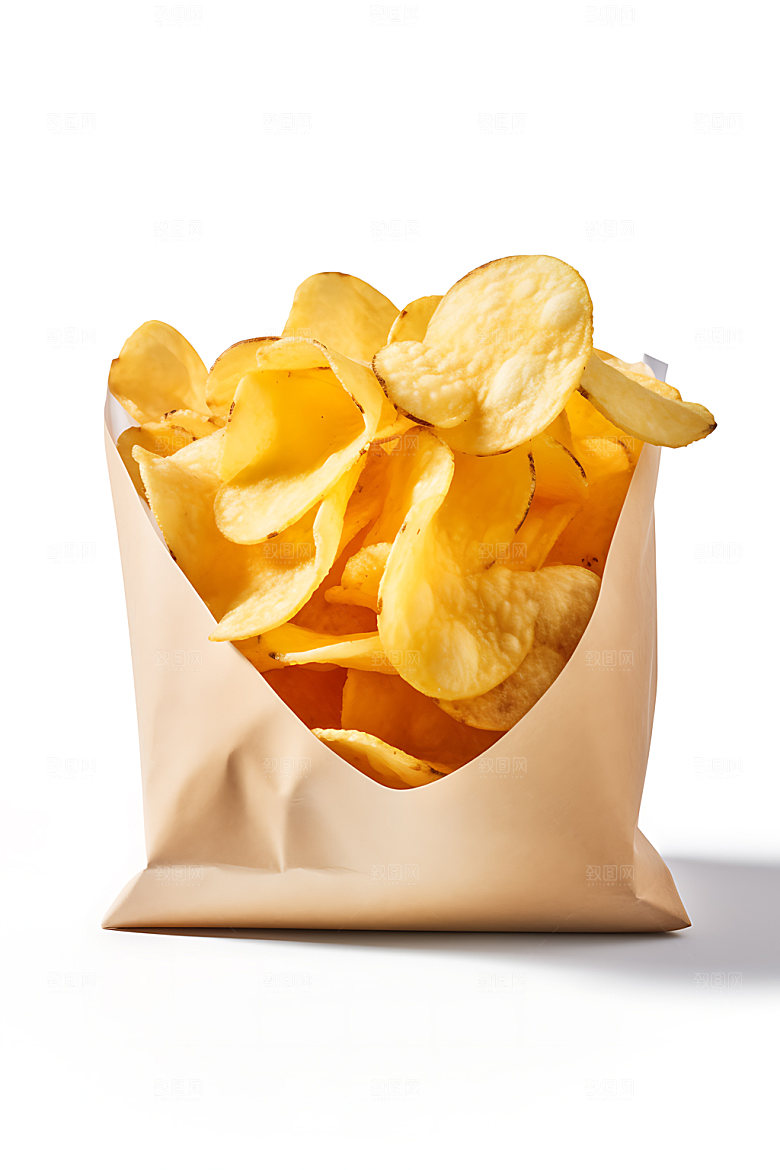 薯片高热量食物高清摄影图