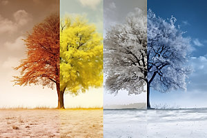 树木高清拼接四季轮回摄影图
