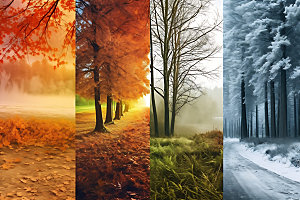 树木创意高清四季轮回摄影图