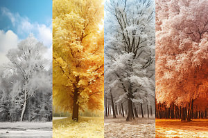 树木创意拼接四季轮回摄影图