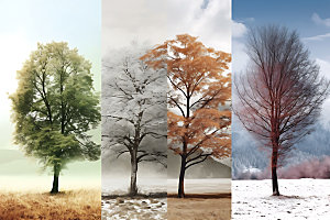 树木拼接春夏秋冬四季轮回摄影图