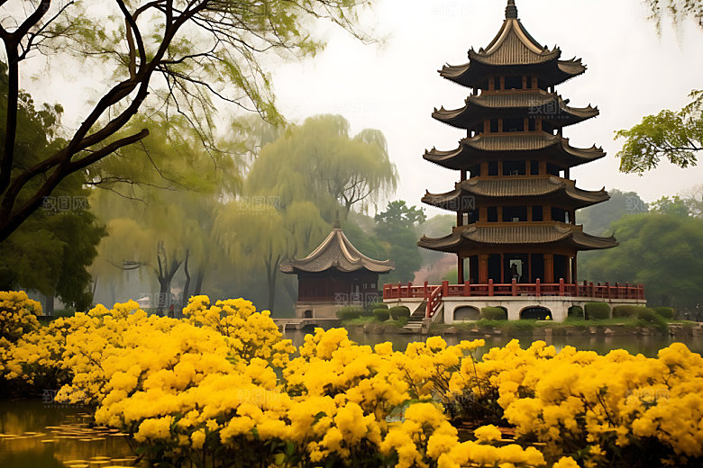 苏州寒山寺佛教古迹摄影图