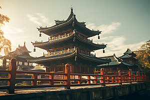苏州寒山寺地标传统建筑摄影图