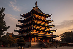 苏州寒山寺佛教传统建筑摄影图