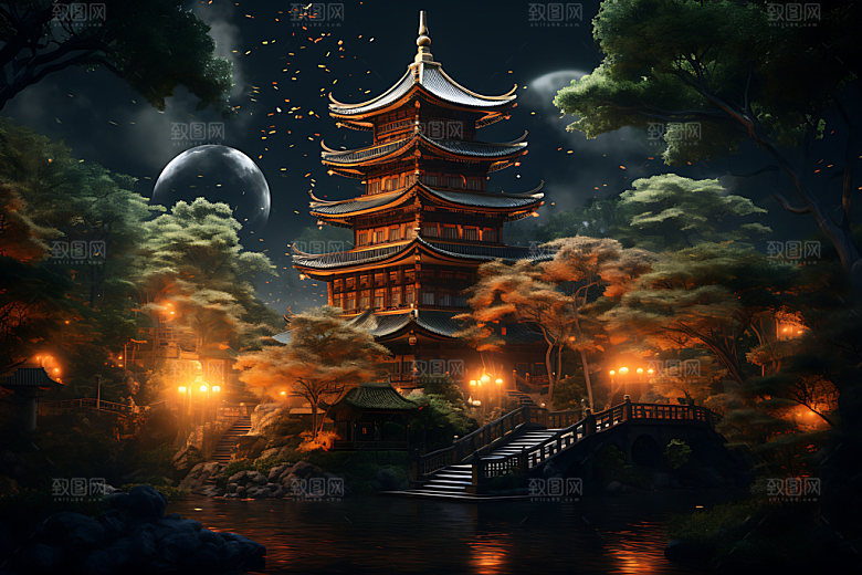 苏州寒山寺古迹传统建筑摄影图