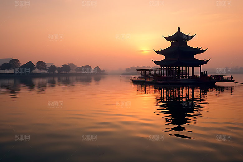 苏州阳澄湖风光湖景摄影图