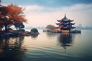 苏州阳澄湖旅游水乡摄影图