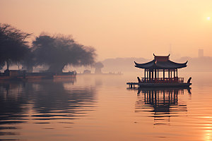苏州阳澄湖自然湖景摄影图