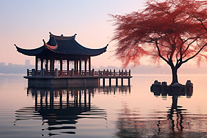 苏州阳澄湖自然湖景摄影图