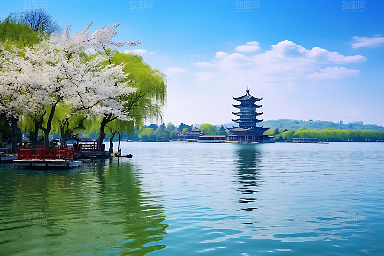 苏州阳澄湖风光自然摄影图