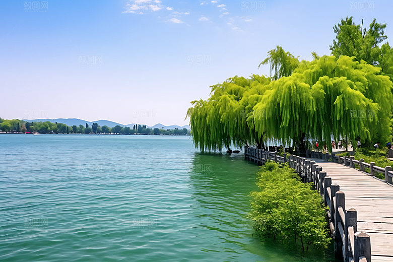 苏州阳澄湖湖景自然摄影图