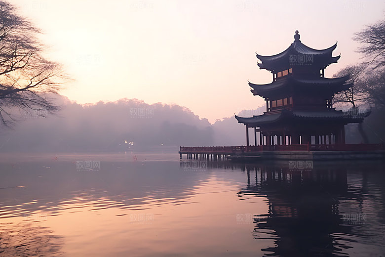 苏州阳澄湖湖景水乡摄影图