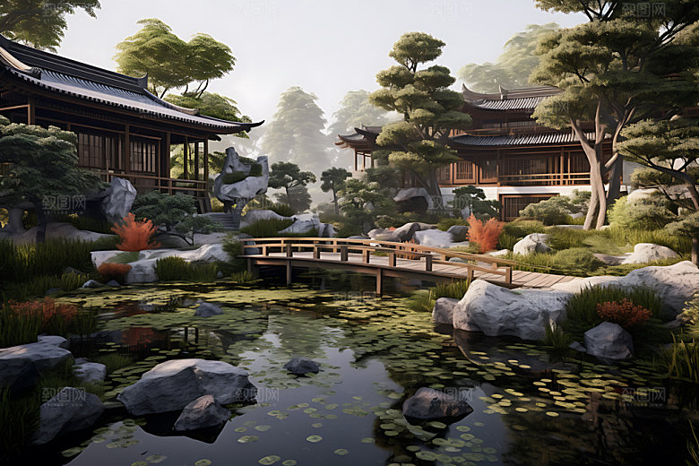 苏州园林古建筑风光摄影图