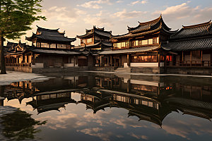 苏州园林亭台楼阁古建筑摄影图