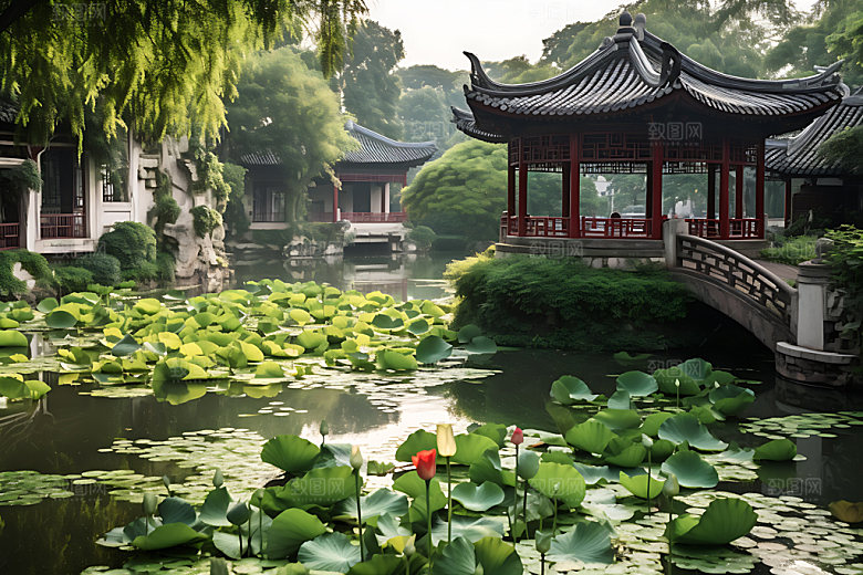 苏州园林旅游古建筑摄影图