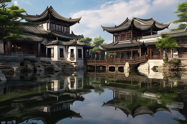 苏州园林旅游古建筑摄影图