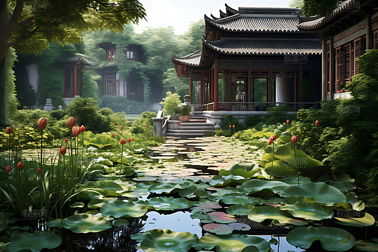 苏州园林人文景观旅游摄影图