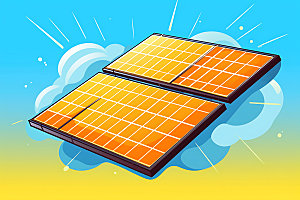 太阳能发电清洁能源太阳能光板扁平风插画