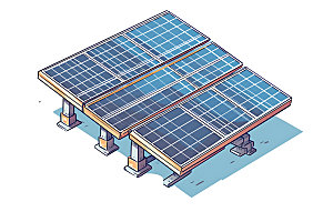 太阳能发电太阳能光板清洁能源扁平风插画