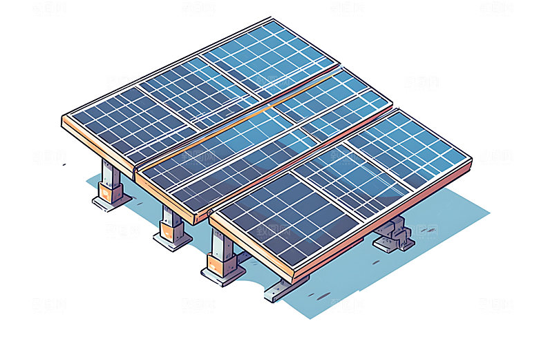 太阳能发电太阳能光板清洁能源扁平风插画