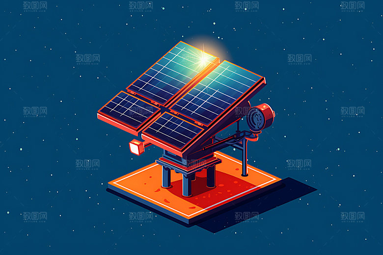 太阳能发电清洁能源环保扁平风插画