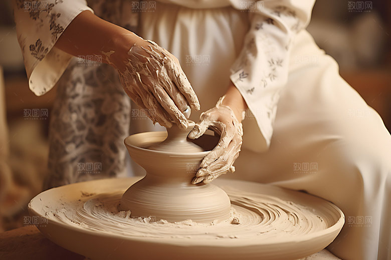 陶瓷制作匠人陶艺摄影图